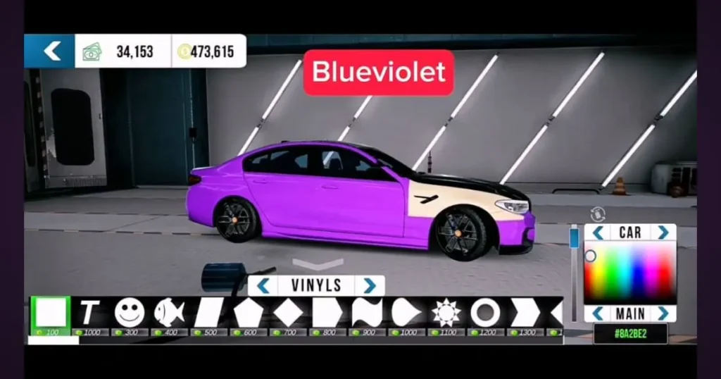Car parking multiplayer color codes blue violet